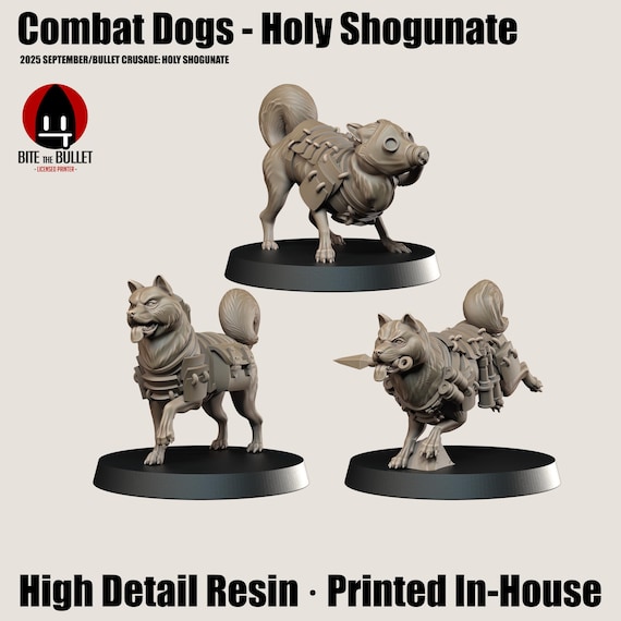 Combat Dogs Miniatures - TTRPG Companions for Trench Crusade & Wargaming - Resin 3D Print - Armored Shiba Set - 32mm Scale – Tabletop Game