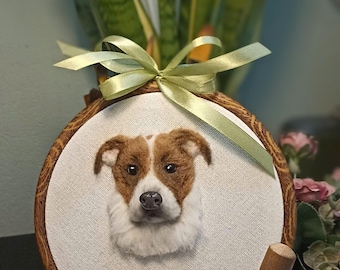 Custom Pet Memorial Dog Embroidery Hoop: Personalized Pet Loss Gift, Handmade Dog Felt Pet Portrait Hoop