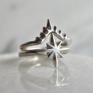 Aster Stacking Set - Star Ring Nesting Set in Silver or Bronze