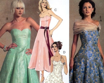 M5001 McCall/'s Sz AAX 4-10 Misses Strapless princess seams ruffle and Wrap uncut sewing pattern A-Line Dress wsweetheart neckline