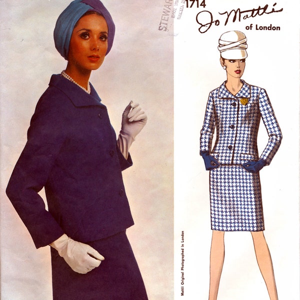 Vogue Couturier Design 1714 by Jo Mattli Vintage 60s Misses' Suit Sewing Pattern - Size 14 - Bust 34