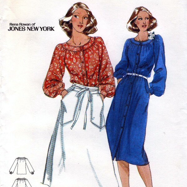 Butterick 5333 by Rena Rowan Vintage 70s Misses' Dress, Blouse and Wrap Skirt Sewing Pattern - Uncut - Size 16 - Bust 38