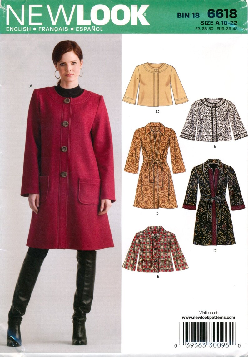New Look 6618 Sewing Pattern for Misses' Coat and Jacket | Etsy