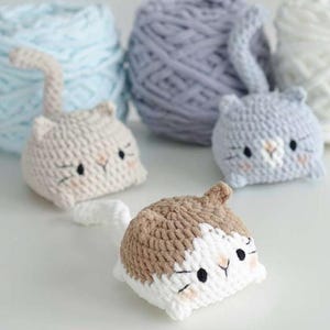 かぎ針編みの猫のぬいぐるみのパターン（PDF）、簡単なかぎ針編みの子猫のパターン、DIYのぬいぐるみのパターン、初心者向けのかわいい猫のかぎ針編みのパターン