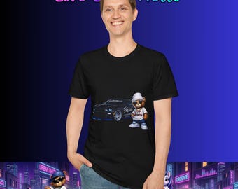 Club Mello Bär mit Sportwagen T-Shirt | Wählen Sie Ihren Vibe Rückendruck