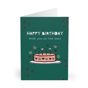 Juego de 5 tarjetas de felicitación de cumpleaños, adorables tarjetas para celebraciones, diseño de corazón, deseos de cumpleaños únicos.