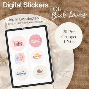 Digital stickers for book lovers GoodNotes Stickers Journal Stickers PNGs Cute Digital stickers Reading Journal Book Planner Ipad Stickers