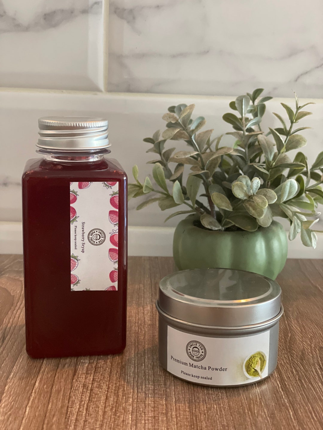 Strawberry Matcha Milk Tea Boba Kit Refilling, BEST Present, up to 8