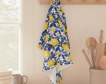 Amalfi Coast Lemon Tea Towel | Italian Lemon Kitchen Towel | Mediterranean Decor