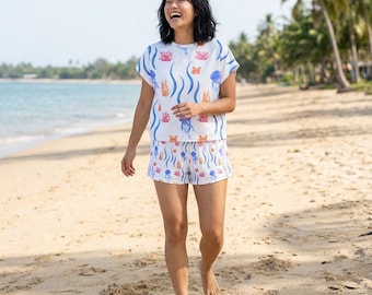 Coastal Lounge Set / Beachy Matching Set / Vacation Outfit