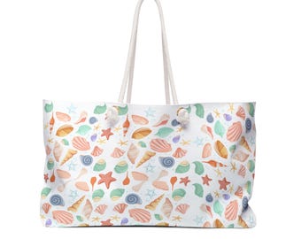 Seashell Pattern Weekender Bag | Coastal Travel Tote