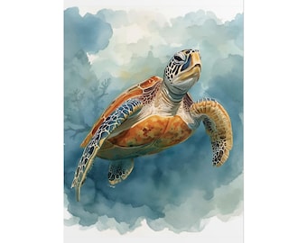 Sea Turtle Illustration Print | Giclee Marine Life Wall Art