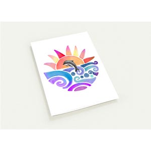 Pack de cartes de voeux dauphin | Cartes de correspondance côtières | Papeterie lunatique d'art océanique | Cartes vie marine de Salty Cove | Intérieur vierge (lot de 10)