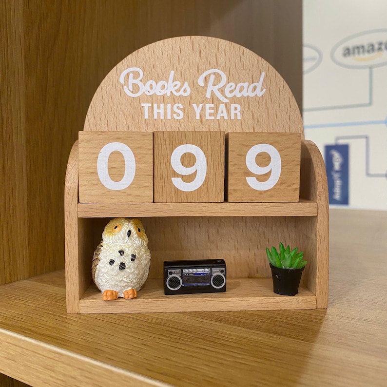 Licznik książek w stylu vintage, drukowany w 3D, licznik przeczytanych książek w tym roku, dekoracja półki dla miłośników książek zdjęcie 6