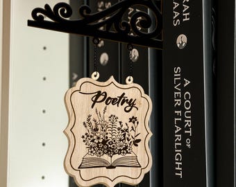 Personalized Wooden Book Tavern  Library Signs, Custom Bookshelf Dividers, Reading Room Organizers, Book Genre Markers Decor