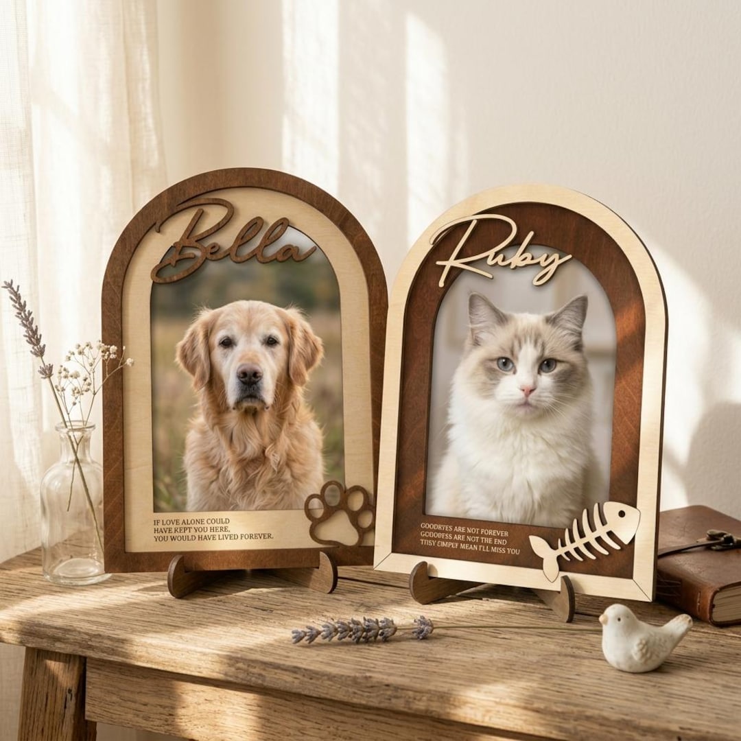 Personalized Pet Memorial Photo Frame With Name, Custom Dog Cat Loss ...