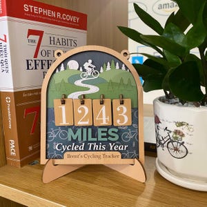 Custom Miles Cycled Tracker Sign, Personalized Miles Ridden Board, Yearly Cycling Log Decor, Biker Gift for Fitness Lovers image 8