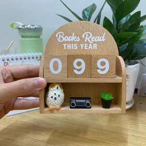 Licznik książek w stylu vintage, drukowany w 3D, licznik przeczytanych książek w tym roku, dekoracja półki dla miłośników książek zdjęcie 7