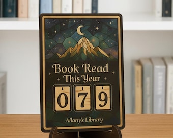 Spersonalizowany licznik przeczytanych książek, licznik przeczytanych książek w tym roku, prezent książkowy „Nocne niebo”, dekoracja półki na książki, prezent dla miłośników książek
