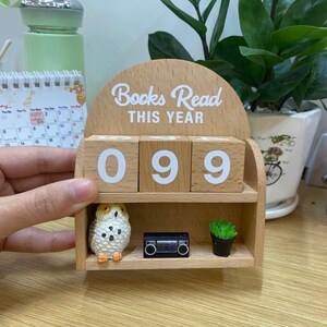 Licznik książek w stylu vintage, drukowany w 3D, licznik przeczytanych książek w tym roku, dekoracja półki dla miłośników książek zdjęcie 8