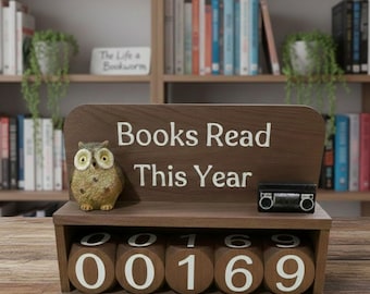 Mostrador de libros vintage, rastreador de libros impresos en 3D leídos este año, regalo decorativo para estantería