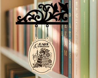 Personalized Wooden Book Tavern Library Signs, Custom Bookshelf Dividers, Reading Room Organizers, Book Genre Markers