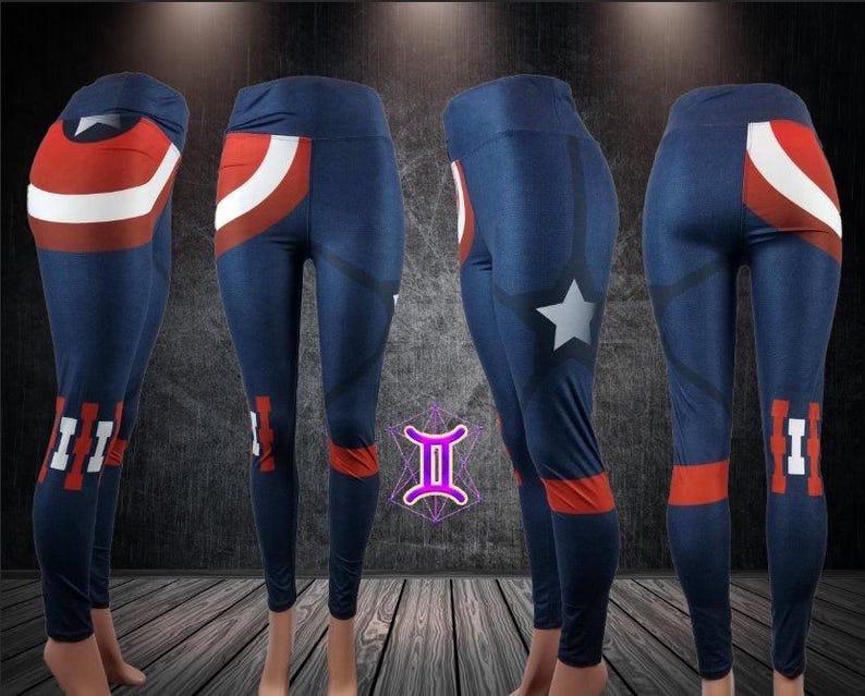 Captain America Cosplay Halloween Costume Soft Leggings