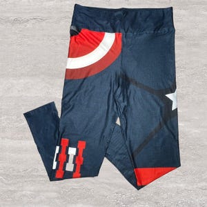 Captain America Cosplay Halloween Costume Soft Leggings