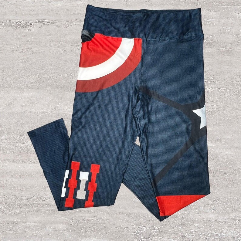 Captain America Cosplay Halloween Costume Soft Leggings