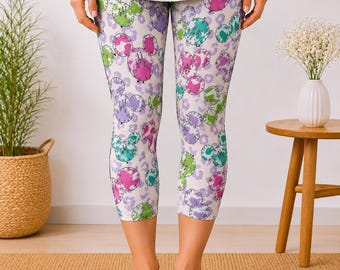 Mouse Balloons Castle Print Capri Leggings w/ Pockets