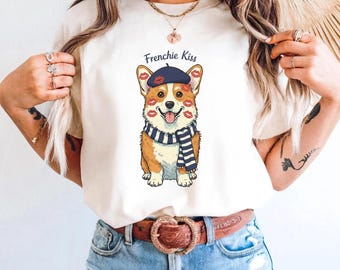 Corgi T-Shirt: Frenchie Kiss - Dog Lover Gift