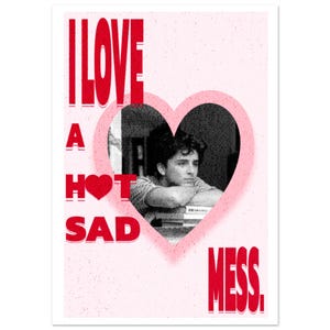 I Love a Hot Sad Mess Art vintage Look Print Poster classique en papier semi-brillant - Elio - Décoration murale, Poster Appelez-moi par votre nom