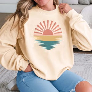 Ocean Sunrise Embroidery Design: Summer Waves, Sunshine (Digital Download, 6 Sizes)