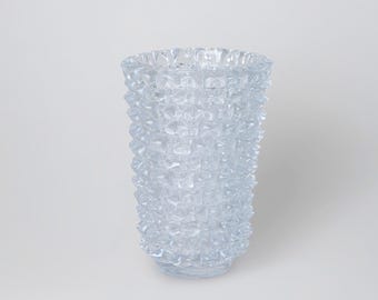 MURANO クリスタル　イタリア製　花瓶 Zecchin Murano イタリア アート ガラス花瓶 13.75 インチ サイン入り