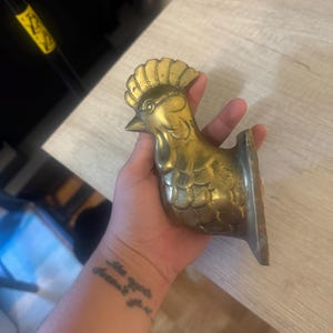 Vintage Brass Rooster Wall Hook | Farmhouse Cottage Decor | Solid Brass Chicken Head Bracket | Rustic Kitchen Wall Mount