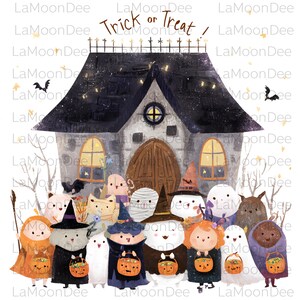 Trick or Treat PNG , Cute Halloween  PNG , Kawaii for Sublimation , Party Invitations , Classroom Decor , Stickers , Kawaii Digital Download