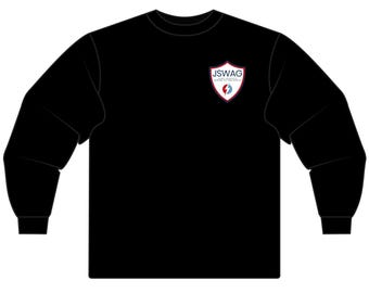 JSWAG LOGO Left Unisex Long Sleeve T-Shirt, Cozy Casual Wear, Gift for Friends, Everyday Comfort, Stylish Fall Fashion