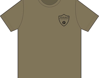 Coyote Brown JSWAG Shield Logo tee | Military Green Graphic Shirt (Other Colors Available)