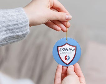 JSWAG Custom Ceramic Ornament - JSWAG Decoration, Personalized Holiday Keepsake, Home Decor, Gift for Friends, Tree Hanging Ornament