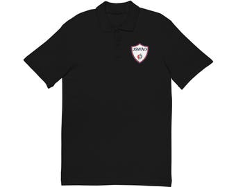Shield Crest Embroidery Polo Shirt | White embroidered logo, casual collared top