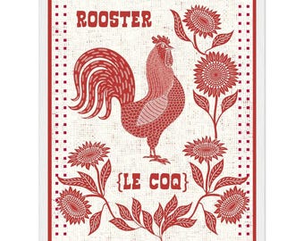 French Country Rooster Wall Art Poster or Framed Print