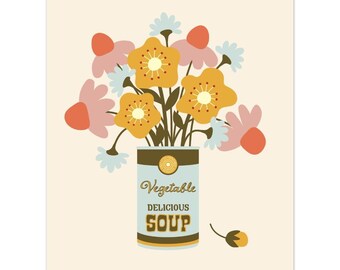Soup Can Floral Poster