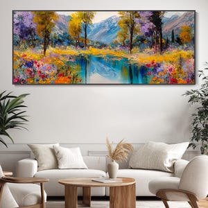 Bunte Wildblumen Wald Bäume dicke Textur kräftige Farben Leinwand Ölgemälde 3D Textur Wohnzimmer Dekoration Natur Blumen Kunst