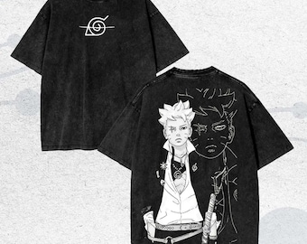 Vintage Karma Mode Rebellion gewassen shirt, shirt met stripfiguur