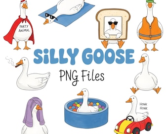 9 Dumme Gans PNG Bundle Dumme Gans auf der Lose PNG Zitate Lustig Niedliche PNG Dilly Dally Duck Gans Ära
