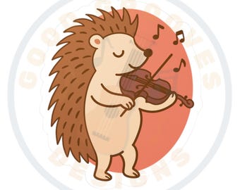 Violin Hedgehog Vinyl Sticker | Music-Themed Decal, Ideal Gift for Musicians