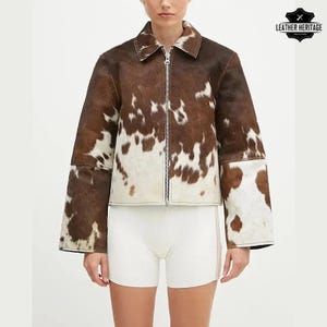 Genuine Cowhide Leather Jacket for Women | Natural Hair-On Cow Skin Fashion Coat Women Natural Genuine Pony Skin Hair Cowhide Leather Jacket