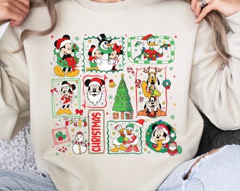 Sweat rétro Disney Santa Mickey et ses amis, sweat fête de Noël 2025 de Mickey, sweat-shirt assorti famille vacances Disneyland