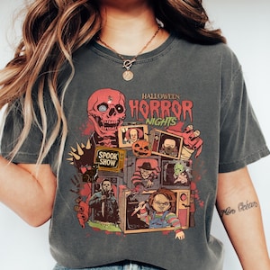 Comfort Colors® Halloween Horror nights Horror characters shirt, Universal Studios Scary movie shirt, Halloween shirt, Gift for her him