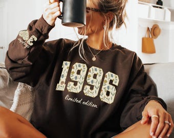1996 retro verjaardagsweater bloemen 30e verjaardag cadeaus voor vrouwen Limited Edition 1996 sweatshirt hoofdstuk 30 verjaardag shirt cadeau voor haar